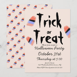 Invitación Disfraz de doodle de dulces de truco o trato