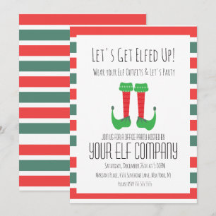 Invitación disfraz de duende para fiesta de Navidad en la ofi