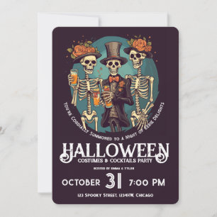 Invitación Disfraz de esqueleto adulto para Halloween Cocktai