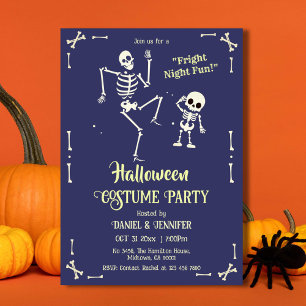 Invitación Disfraz de Esqueleto Bailarín para Fiesta de Hallo