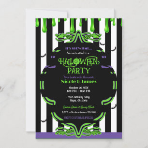 Invitación disfraz de fantasma de Halloween de baba verde fie