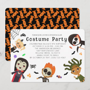 Invitación Disfraz de fiesta de cumpleaños de Halloween para