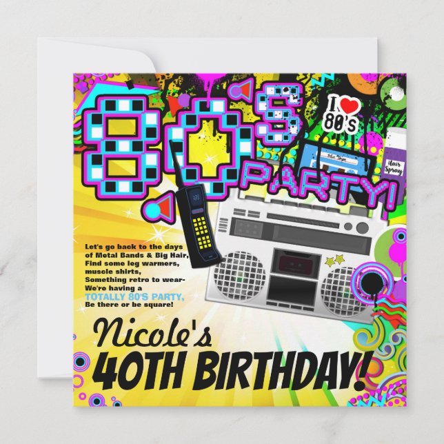 Invitación Disfraz de fiesta de cumpleaños divertida de los 8 (Anverso)