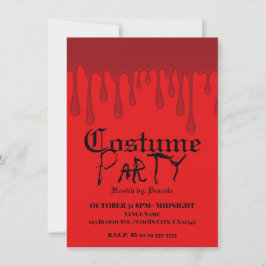 Invitación Disfraz de fiesta de Halloween con sangre roja que