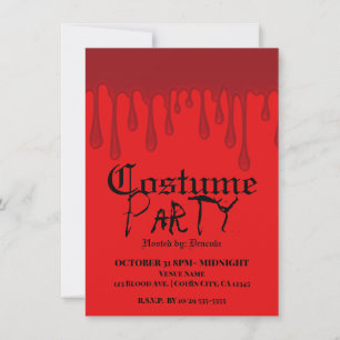 Invitación Disfraz de fiesta de Halloween con sangre roja que