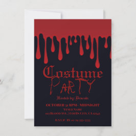 Invitación Disfraz de fiesta de Halloween con sangre roja que