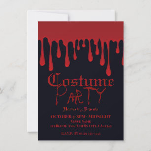 Invitación Disfraz de fiesta de Halloween con sangre roja que