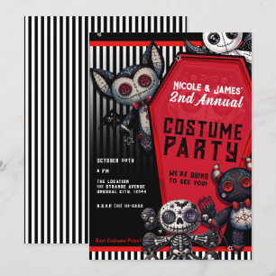 Invitación Disfraz de fiesta de Halloween de ataúd de peluche