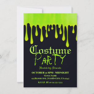 Invitación Disfraz de fiesta de Halloween de baba verde que g