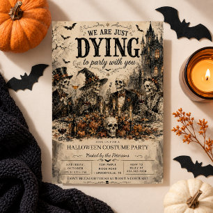 Invitación disfraz de fiesta de Halloween de esqueleto gótico
