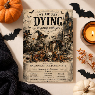 Invitación disfraz de fiesta de Halloween de esqueleto gótico