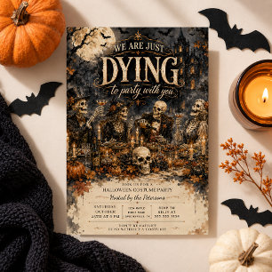 Invitación disfraz de fiesta de Halloween de esqueleto gótico