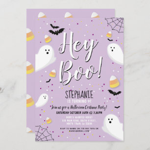 Invitación Disfraz de fiesta de Halloween para niños Hey Boo 