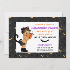 Invitación Disfraz de gato para bebé étnica linda para fiesta