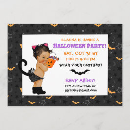 Invitación Disfraz de gato para bebé étnica linda para fiesta