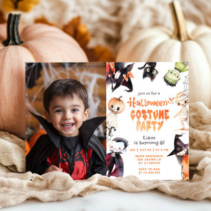 Invitación Disfraz de Halloween adorable foto de cumpleaños f