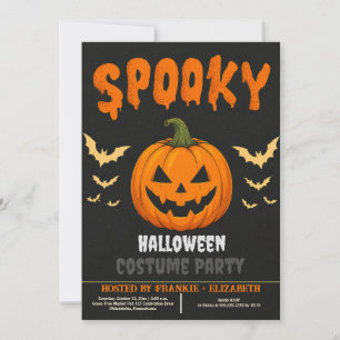 Invitación Disfraz de Halloween de calabaza con siluetas de m