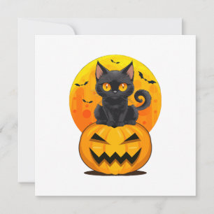 Invitación Disfraz de Halloween de calabaza gato negro