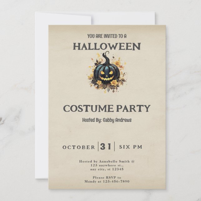 Invitación Disfraz de Halloween de la vieja linterna del Jack (Anverso)