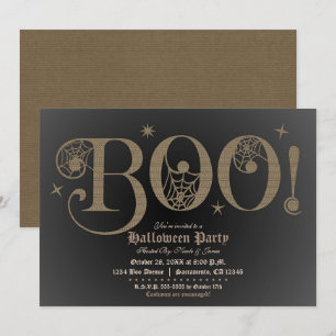 Invitación Disfraz de Halloween elegante rústico marrón BOO F
