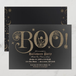 Invitación Disfraz de Halloween elegante rústico marrón BOO F