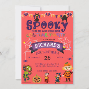 Invitación Disfraz de Halloween espeluznante para niños Fiest