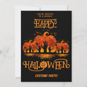 Invitación Disfraz de Halloween Feliz Calabaza Negro Manos