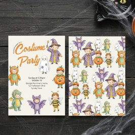 Invitación Disfraz de Halloween para niños con aquarela Fiest