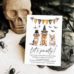 Invitación Disfraz de Halloween para niños con perros acuarel