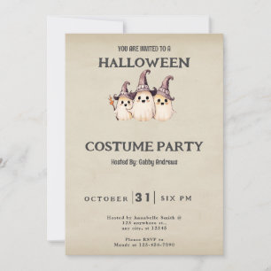 Invitación Disfraz de Halloween vintage sombrero de bruja tre
