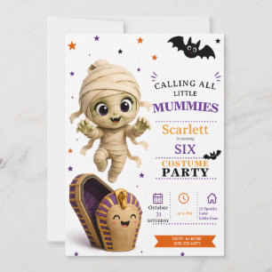 Invitación Disfraz de Momia Pequeña - Cumpleaños de Halloween