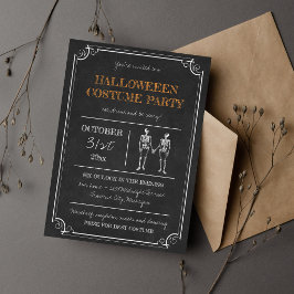 Invitación Disfraz de Naranja Negro Esqueleto Fiesta de Hallo