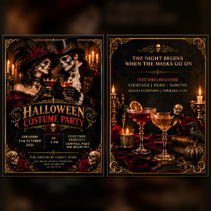 Invitación Disfraz de pareja de vampiros vintage para fiesta
