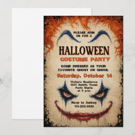 Invitación Disfraz de payaso malvado para fiesta de Halloween