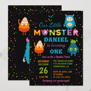 Invitación Disfraz de pequeño monstruo para fiesta de cumplea