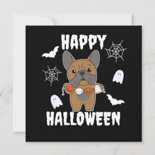 Invitación Disfraz de perro de Halloween feliz Bulldog Francé