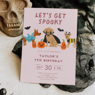 Invitación Disfraz de perros espeluznantes rosados para Hallo