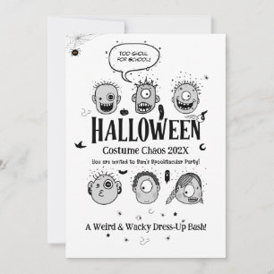 Invitación Disfraz divertido de monstruo raro y loco de Hallo