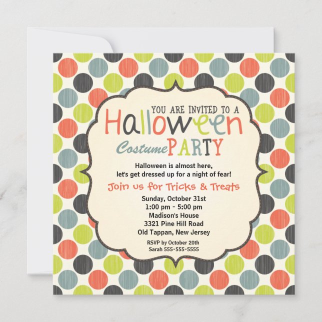 Invitación Disfraz Fiesta colorido y divertido (Anverso)