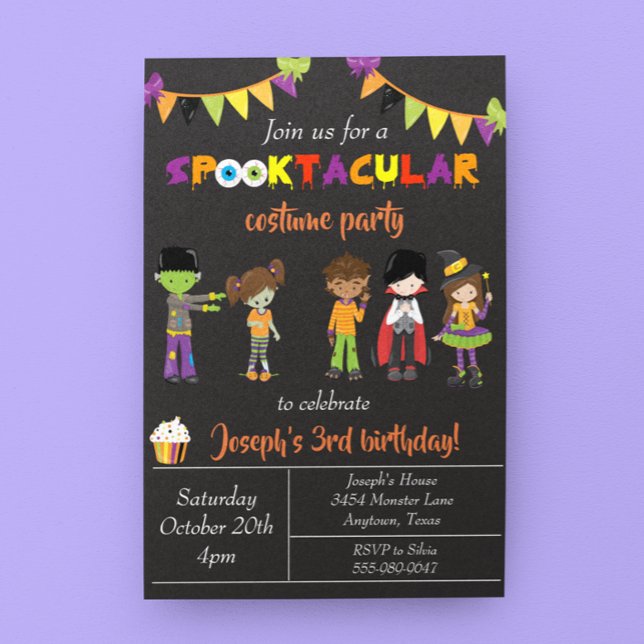 Invitación Disfraz Fiesta de Cumpleaños Halloween Niño Truco  (Subido por el creador)