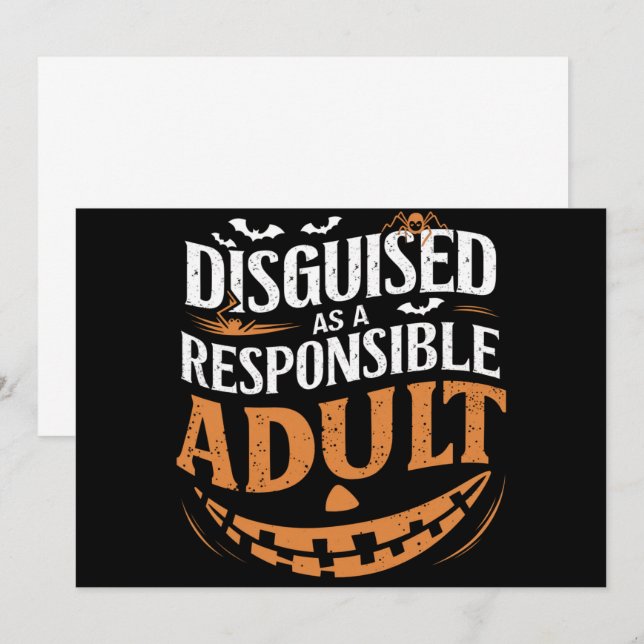 Invitación Disfrazado como un adulto responsable de Halloween (Anverso / Reverso)