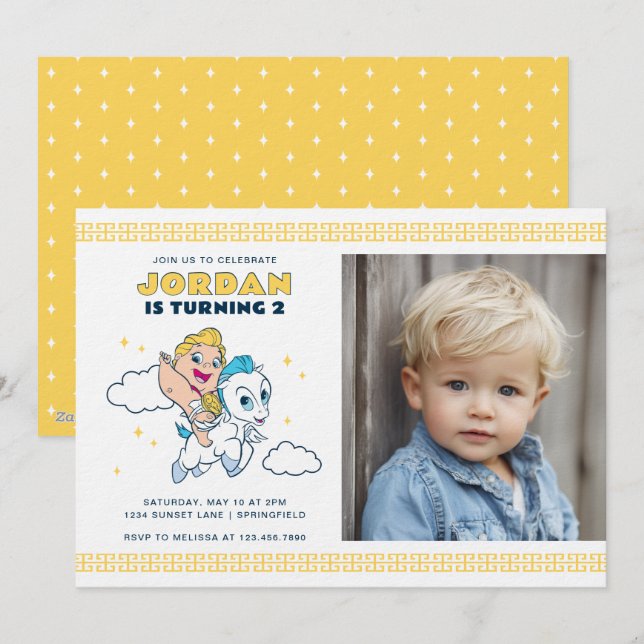 Invitación Disney Hercules Baby Birthday Photo (Anverso / Reverso)