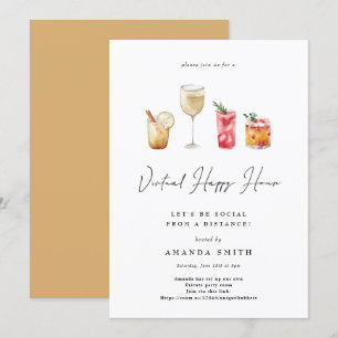 Invitación Distancia social del Fiesta de cócteles Virtual Ha