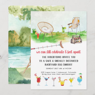 Invitación Distanciamiento Social Fiesta de Barbacoa en el