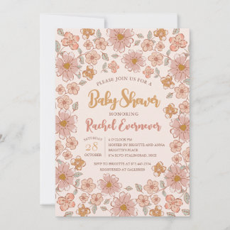 Invitación Ditsy Floral Boho Baby Shower
