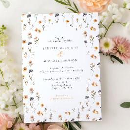 Invitación Ditsy Sunflowers & Wildflowers Fall Wedding 
