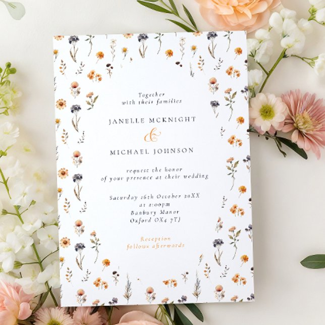 Invitación Ditsy Sunflowers & Wildflowers Fall Wedding  (Subido por el creador)
