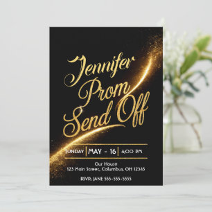 Invitación DITY PROM SEND-OFF Shimmering Gold Dust Luxurioso