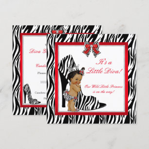 Invitación Diva Cebra Princesa Niña Baby Shower Étnico