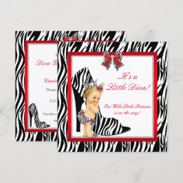Invitación Diva Cebra Princesa Niña Fiesta de Bebé Rubia